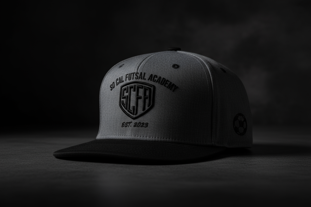 So Cal Futsal Academy Hat dark tone and dark background