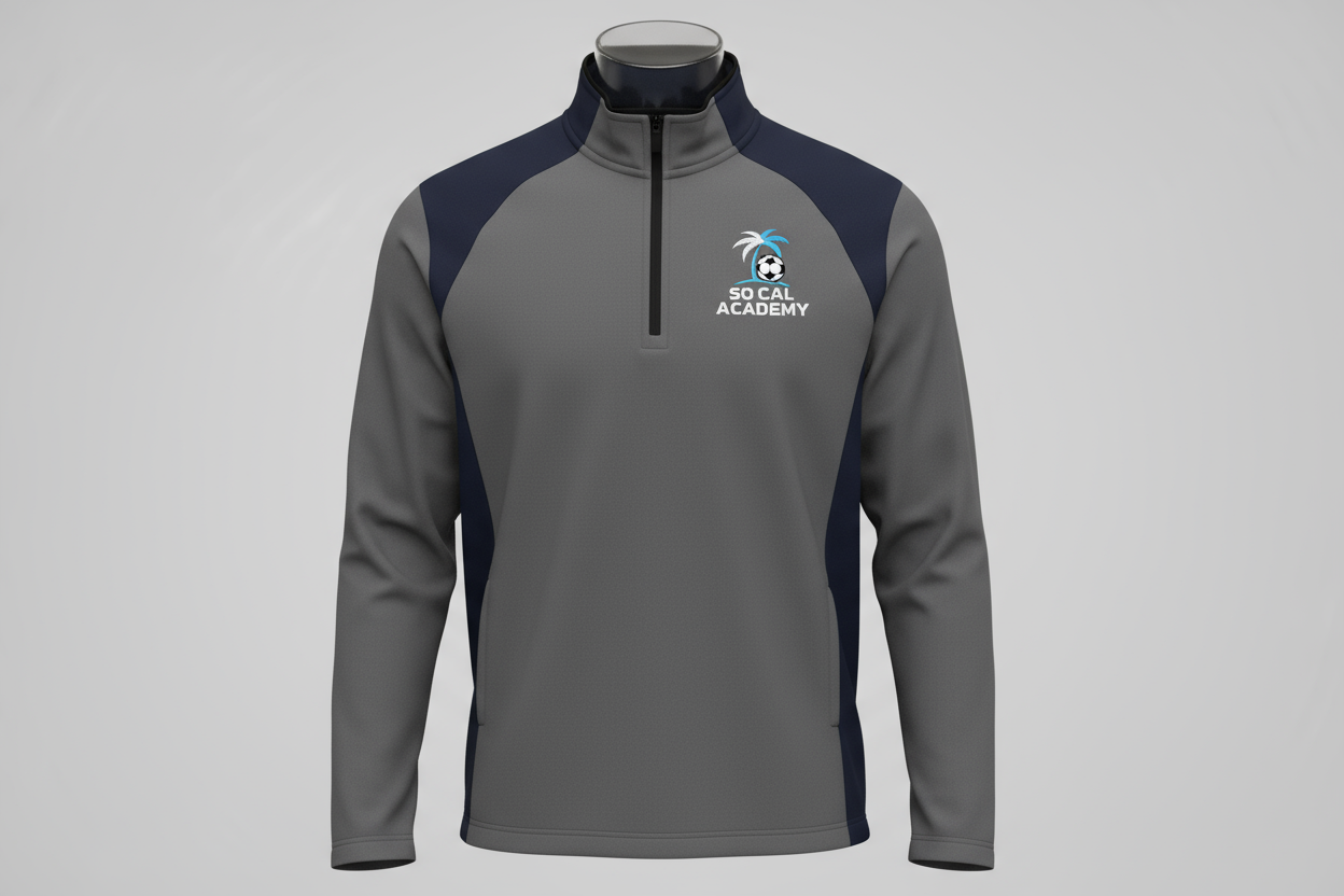 so cal futsal academy quarter zip darker tone